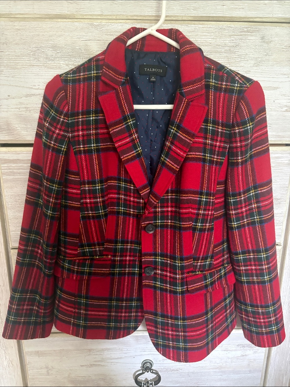 Talbots Red Plaid Blazer Jacket